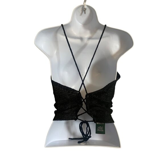 Wild Fable Womens Black Halter Neck Knit Crop Top w/ Adjustable Tie Back XS - Picture 12 of 13